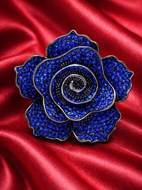 Royal Blue Rose Brooch